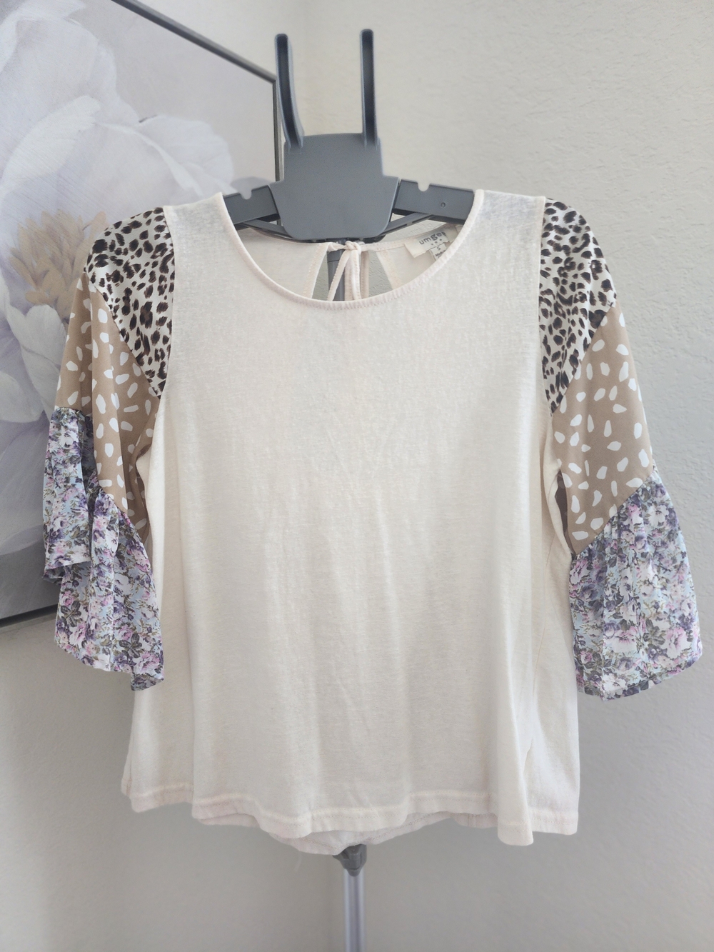 UMGEE Boho Floral Patchwork Ivory Women's Top